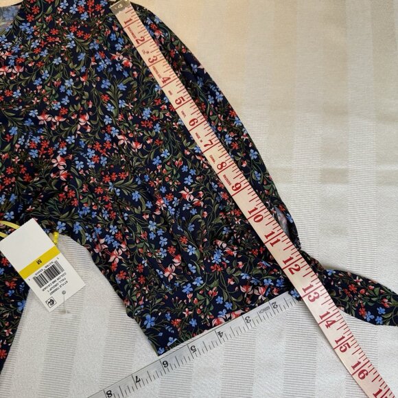 CeCe Floral Roman Tie Short Sleeve Knit Top Sz M NWT - Picture 9 of 12